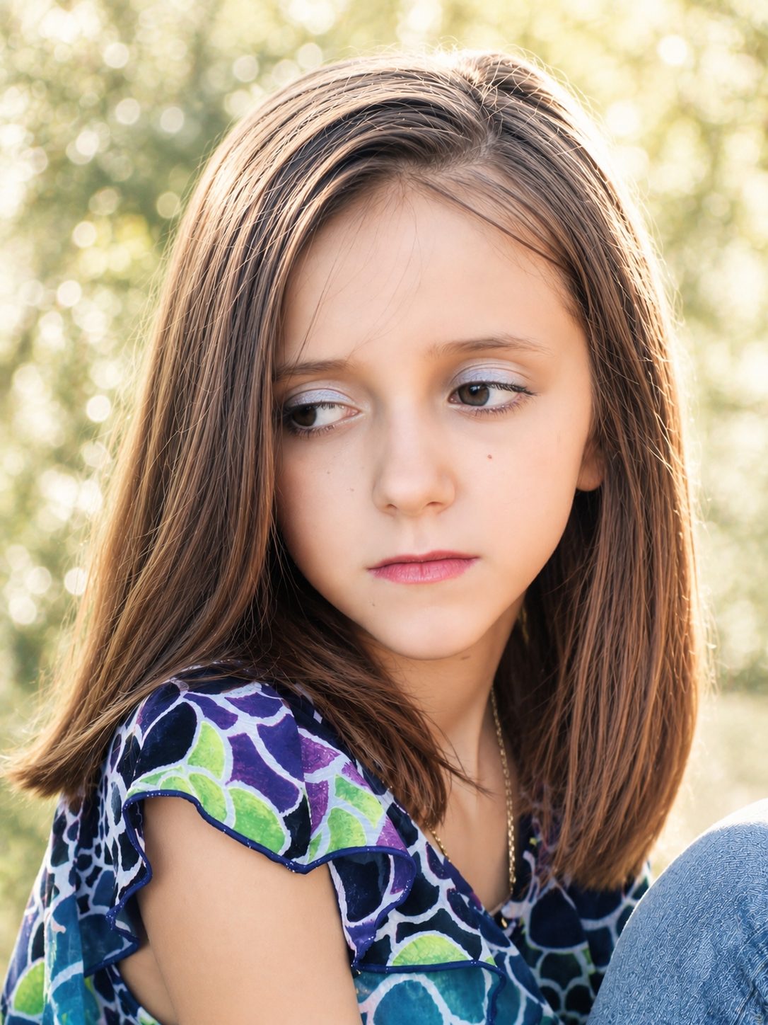 Soft-light portrait of a young girl outdoors in autumn